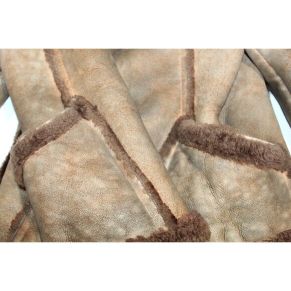 Vintage Brown Sheepskin Western Marlboro Man Shearling Fur Jacket Coat Men's 46 - Picture 13 of 14